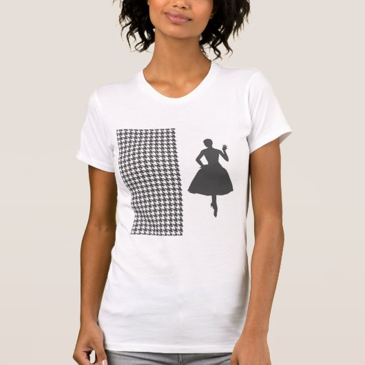 T-shirt Charcoal Modern Houndstooth avec Silhouette de mod (Devant)