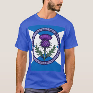 T-shirt Chardon pourpre et Saltire encadrés par des entrel