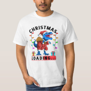 T-shirt Chargement de Noël de dinosaure bleu T Rex