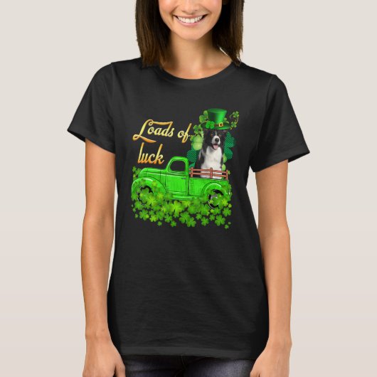 T-shirt Charges De Camion Bordure Collie St Patrick Jour S (Devant)