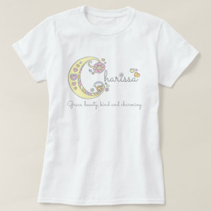 T-shirt Charissa girls nom de la coutume décorative signif