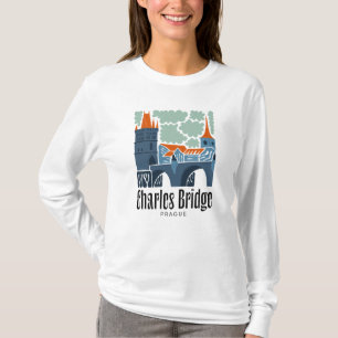 T-shirt Charles Bridge Prague Tchèque Voyage abstrait flor