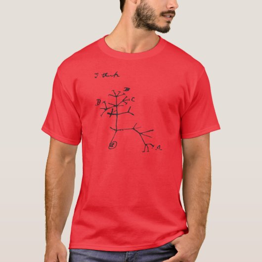 T-shirt Charles Darwin - je pense (le noir) (Devant)