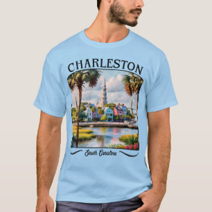 T-shirt Charleston Caroline du Sud Aquarelle
