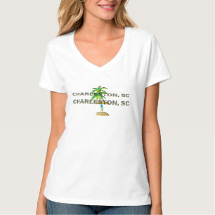 T-shirt Charleston, SC : Lettres sur les palmiers