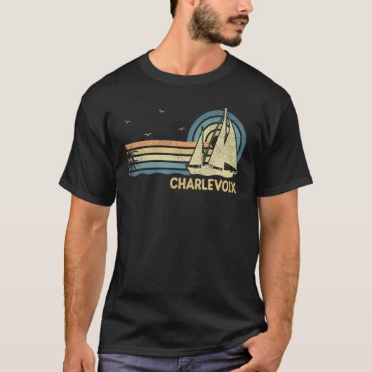 T-shirt Charlevoix Michigan Sailing Vacation Boating Sailb (Devant)