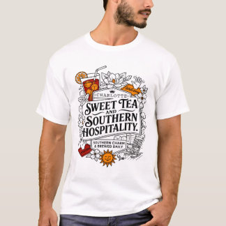 T-shirt cHARLOTTE nORTH cAROLINA tHÉ sUCré hOSPITALITÉ dU