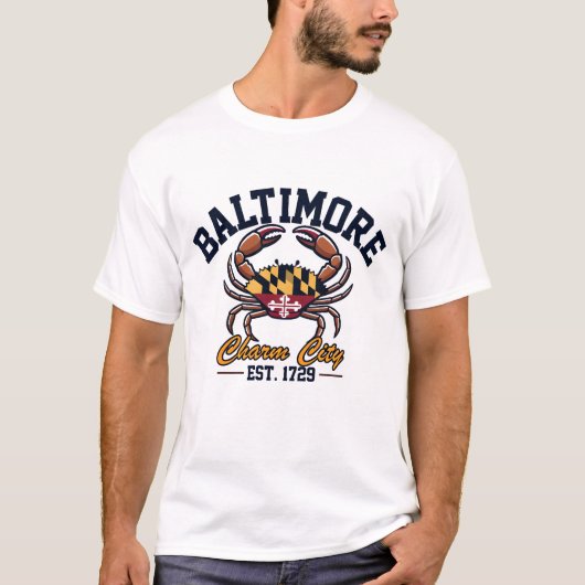 T-shirt Charm City Baltimore Maryland Crab Flag (Devant)