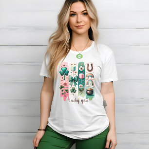 T-shirt Charmante brosse personnalisée Femmes vertes et ro