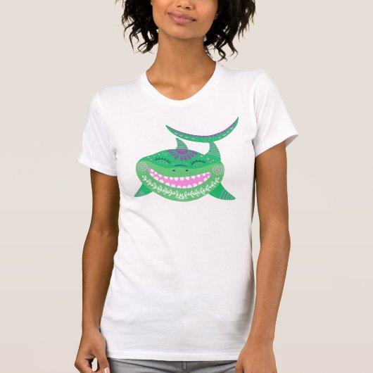 T-shirt Charmante souriante requin mignon Boho Kawaii anim (Devant)