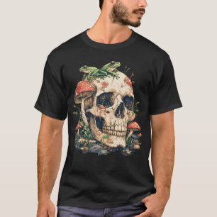 T-shirt Charme Cottagecore Grenouille Champignon Crâne