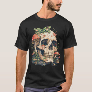T-shirt Charme Cottagecore Grenouille Champignon Crâne