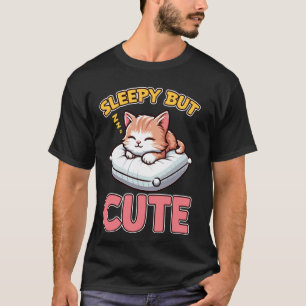 T-shirt Charme de Coussin de Chat Mignon Endormi