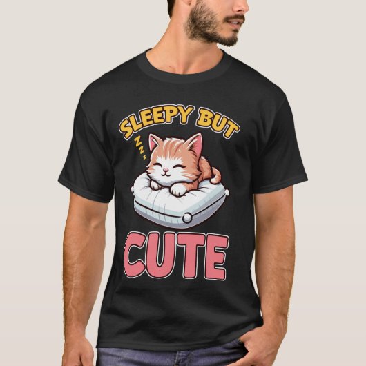 T-shirt Charme de Coussin de Chat Mignon Endormi (Devant)