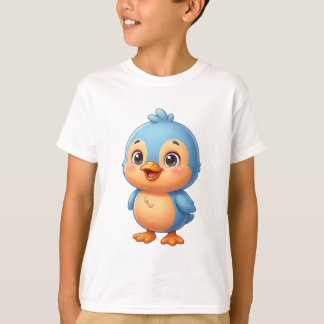 T-shirt Charme de mascotte bébé oiseau de dessin animé ble