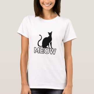 T-shirt Charme Félin Chic - Chat blanc "MEOW" Silhouette