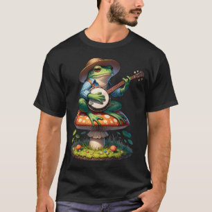 T-shirt Charme rustique grenouille jouant du banjo sur un