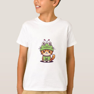 T-shirt Charming Chat in Frog Casquette - Adorable Baby Ki