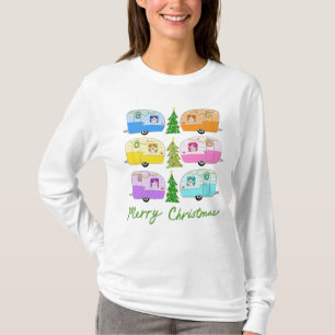 T-shirt Charming Christmas Camper Vintage Trailer RV Xmas