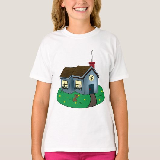 T-shirt Charming Cottage Style House with Garden (Devant)