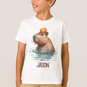 T-shirt Charming mignonne Capybara avec Orange et nom des (Devant)