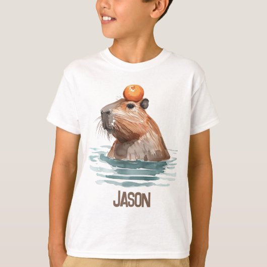 T-shirt Charming mignonne Capybara avec Orange et nom des  (Devant)