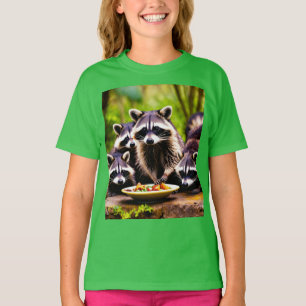 T-shirt Charming Raccoon Dîner en famille - T-Sh de base p