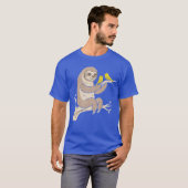 T-shirt Charming Sloth avec des oiseaux sur la branche ami (Devant entier)