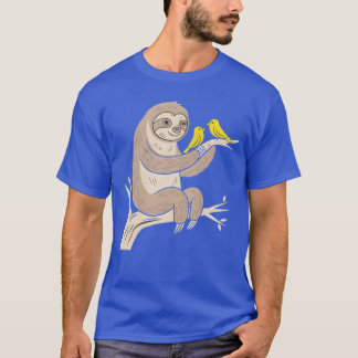 T-shirt Charming Sloth avec des oiseaux sur la branche ami