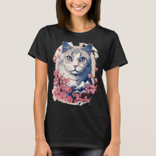 T-shirt Charming Tokyo Chat en fleurs de cerisiers japonai