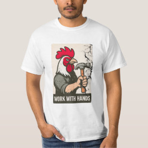 T-shirt Charpentier Coq : Travaillez avec les mains sur un