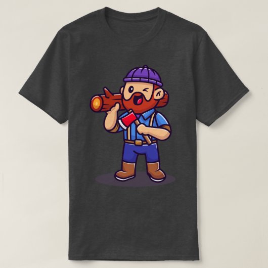 T-shirt Charpentier Portant Un Ax Et Un Dessin En Bois (Design devant)