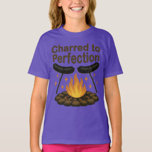 T-shirt Charred to Perfection Funky Campfire Hot Dog