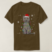 T-shirt Chartreu Chat Feux de Noël Chat Père Noël (Design devant)