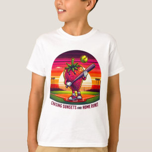 T-shirt Chasing Sunsets et Home Runs ! Softbal aux fraises