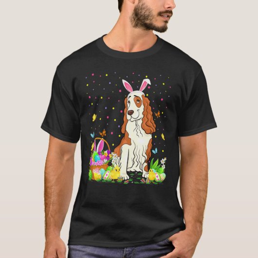 T-shirt Chasse amusante aux oeufs de Pâques Cocker Chien E (Devant)