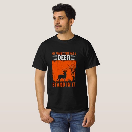 T-shirt Chasse au cerf arbre généalogique (Devant entier)