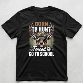 T-shirt Chasse au Cerf Camouflage Né Pour Chasser Obligé D