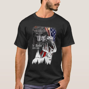 T-shirt Chasse Au Cerf Drapeau Américain Une Nation Sous D