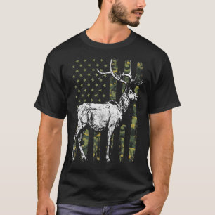 T-shirt Chasse au drapeau américain Camouflage Hommes Deer