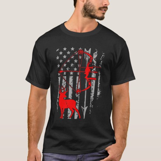 T-shirt Chasse Au Drapeau Américain Pour Chasseurs D'Arrow (Devant)
