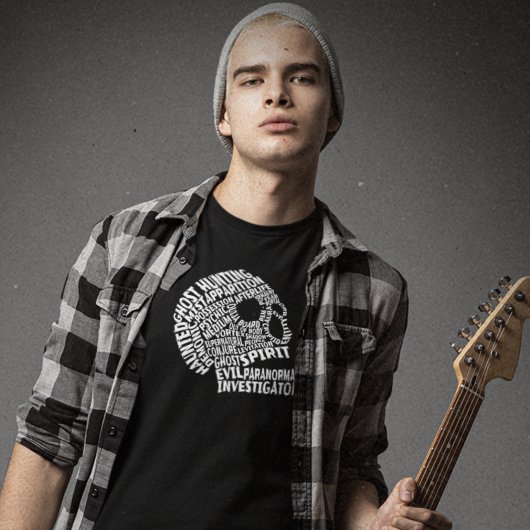 T-shirt Chasse au fantôme noir et blanc Paranormal Mens cr