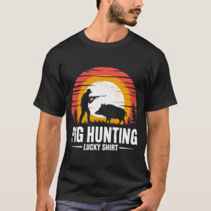 T-shirt Chasse au porc Sanglier Rétro Vintage Chasseur Cha