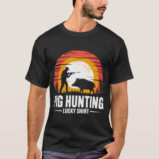 T-shirt Chasse au porc Sanglier Rétro Vintage Chasseur Cha