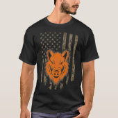 T-shirt Chasse au sanglier Chasseur de porcs Drapeau améri (Devant)