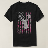 T-shirt Chasse aux cerfs Camo rose Camouflage drapeau amér (Design devant)
