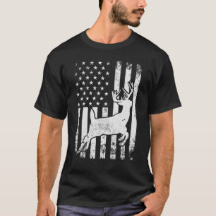 T-shirt Chasse aux cerfs Chasseur de grêle blanc Drapeau a