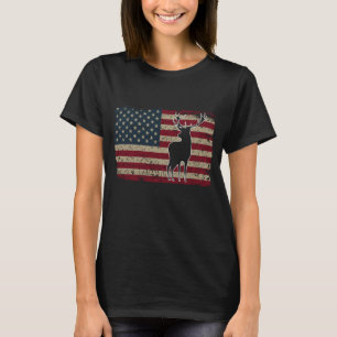 T-shirt Chasse aux cerfs Drapeau américain USA Fier chasse