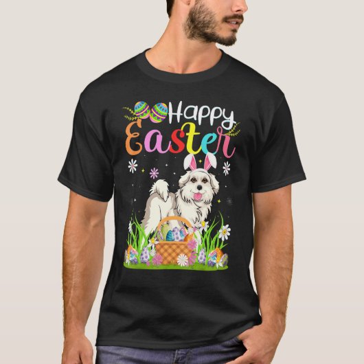 T-shirt Chasse Aux Oeufs Bunny Great Pyrenees Chien Joyeux (Devant)