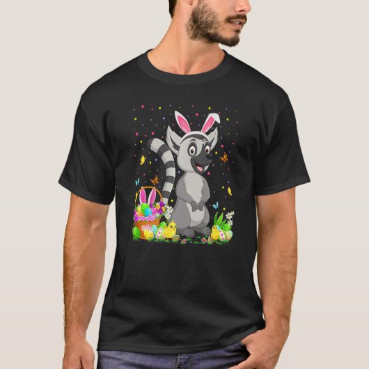 T-shirt Chasse aux oeufs de lapin de Lémur de Pâques diman (Devant)